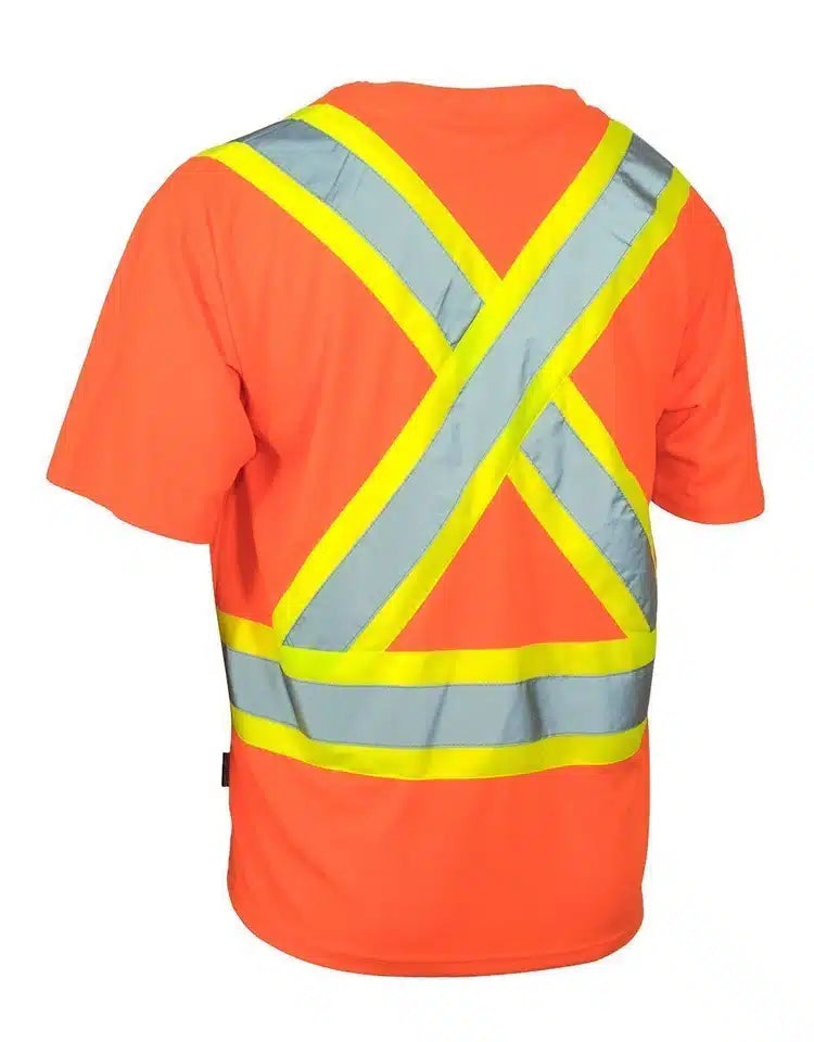 Image of Ultrasoft Hi Vis Crew Neck Short Sleeve Safety Tee Shirt with Chest Pocket